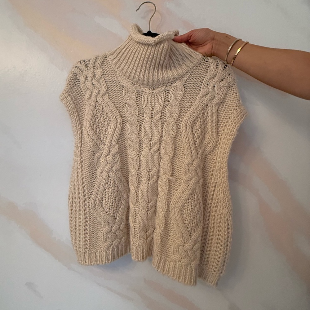storets Cream Cable Knit Turtleneck Sweater